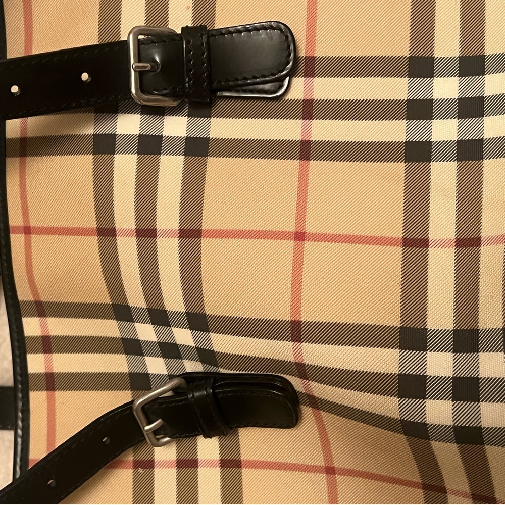 Burberry Plaid Tote Bag - Tan and Black - Picture 7 of 8